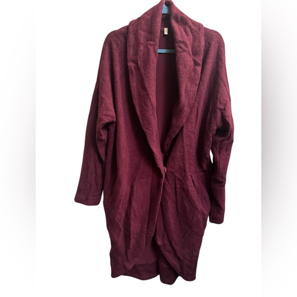 MOTH ANTHROPOLOGIE Boiled Wool Unstructured Coat Pockets Burgundy SZ MED EUC - Picture 10 of 12